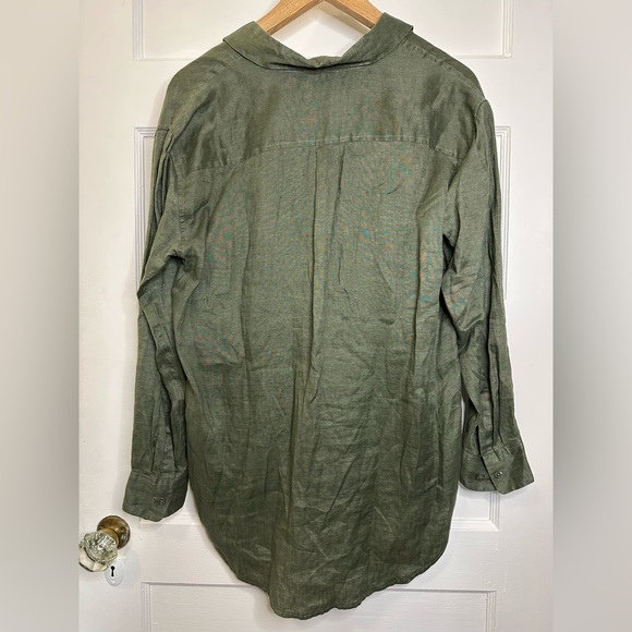 Equipment Knox Lace Up Linen Shirt in Forest Green - Picture 5 of 11